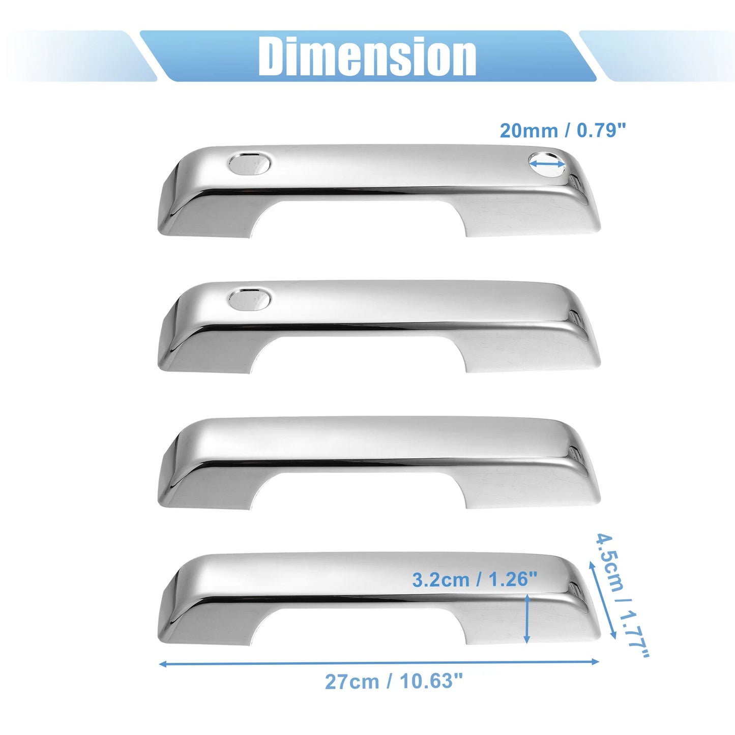4 Pcs Door Handle Trim Covers for Ford F150 (2021-2022) Silver Tone