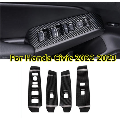 4Pcs Carbon Fiber Window Switch Cover Trim for Honda Civic (2022–2024)