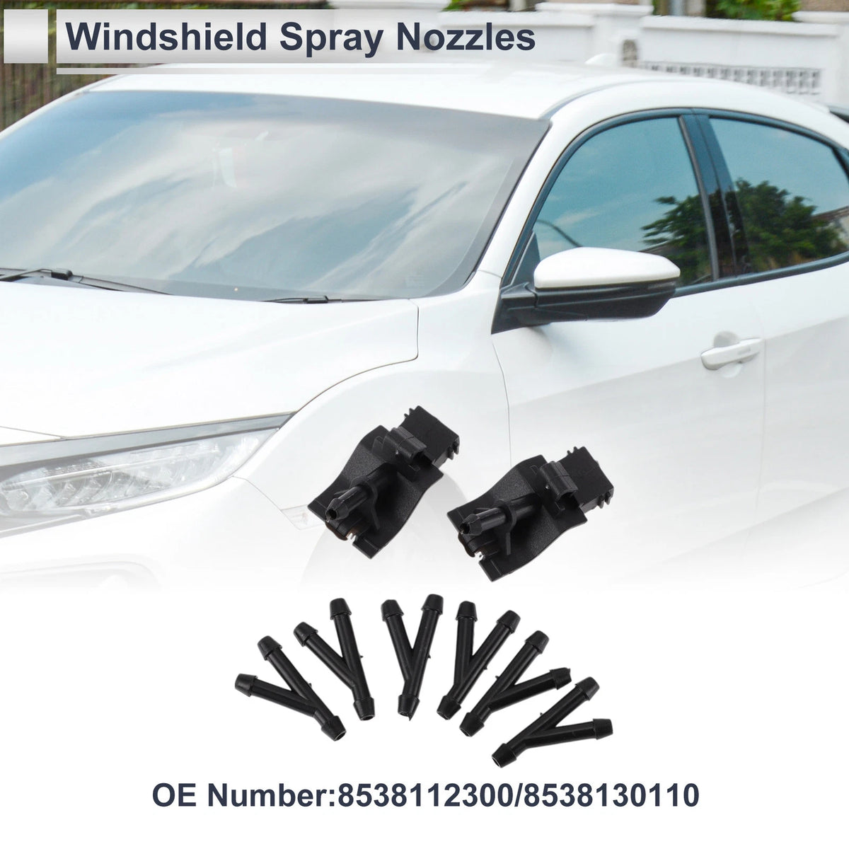 6 x Windshield Washer Nozzles & Hose Connectors for Toyota