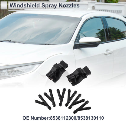 6 x Windshield Washer Nozzles & Hose Connectors for Toyota