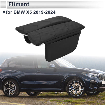 Car Center Console Cover for BMW X5 2019-2024 with Storage Bag Black