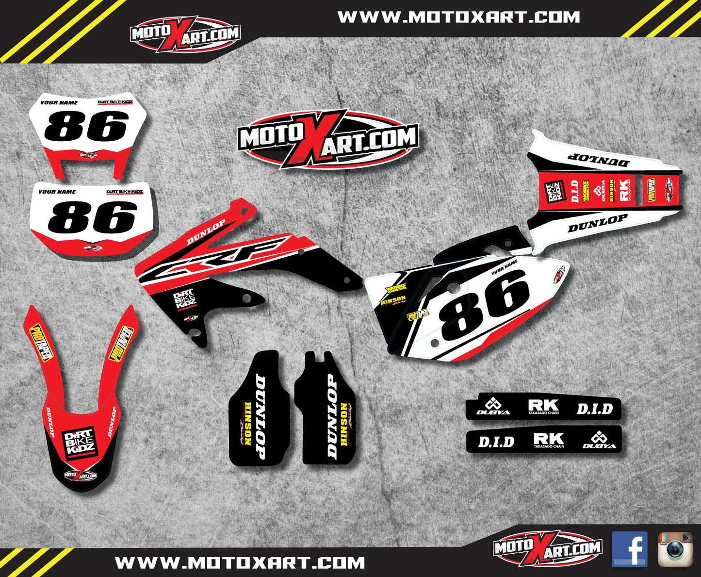 Custom Graphics Stickers Decals for Honda CRF 450X (2005-2016)