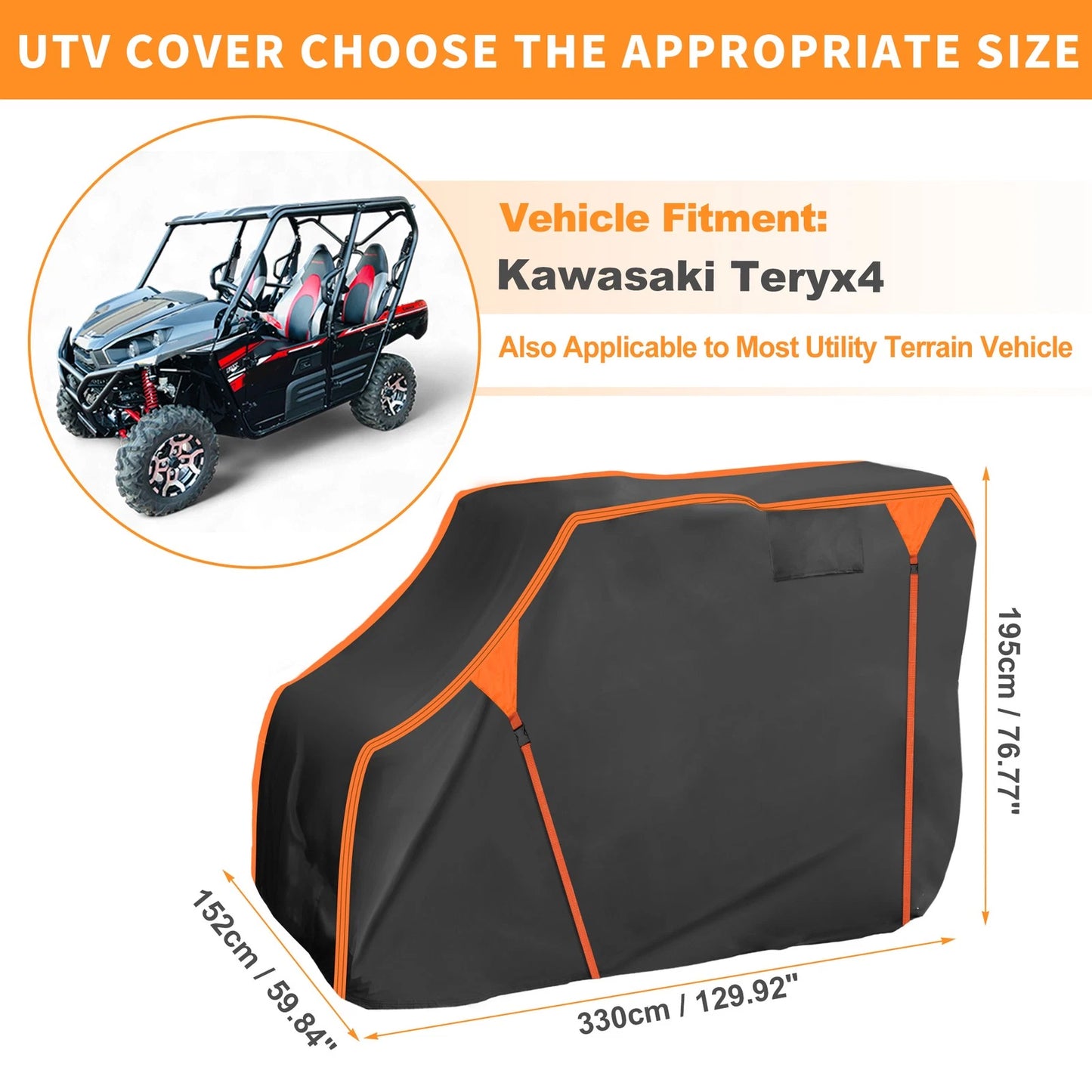 Waterproof UTV Cover / 210D PU / UTV Cover for Kawasaki Teryx4