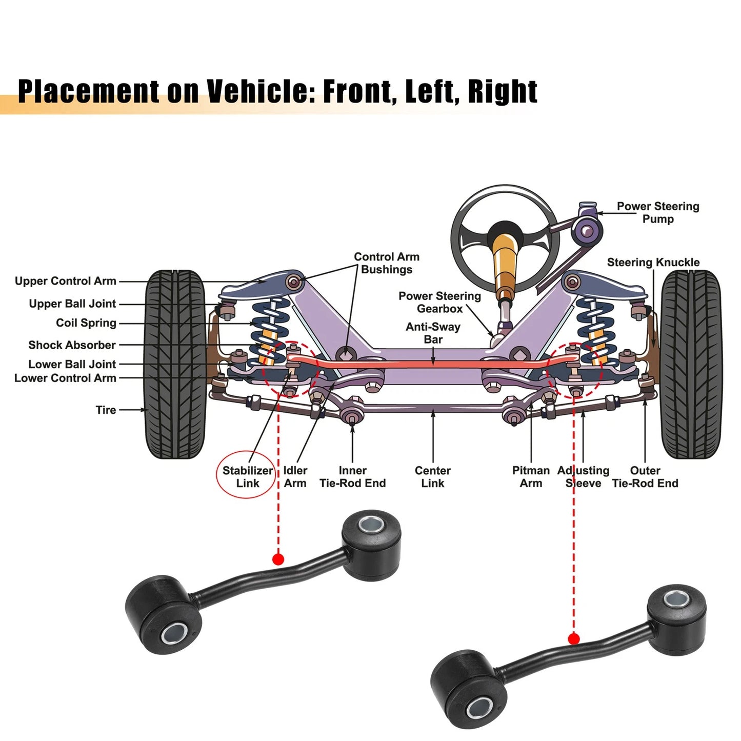 Front Stabilizer Sway Bar End Links for Jeep Liberty (2002-2007)