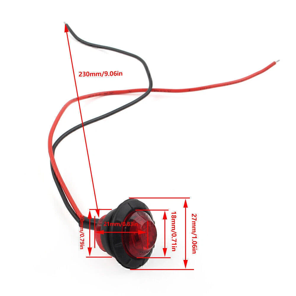 12V 3/4" Round LED Marker Light for Car Truck SUV