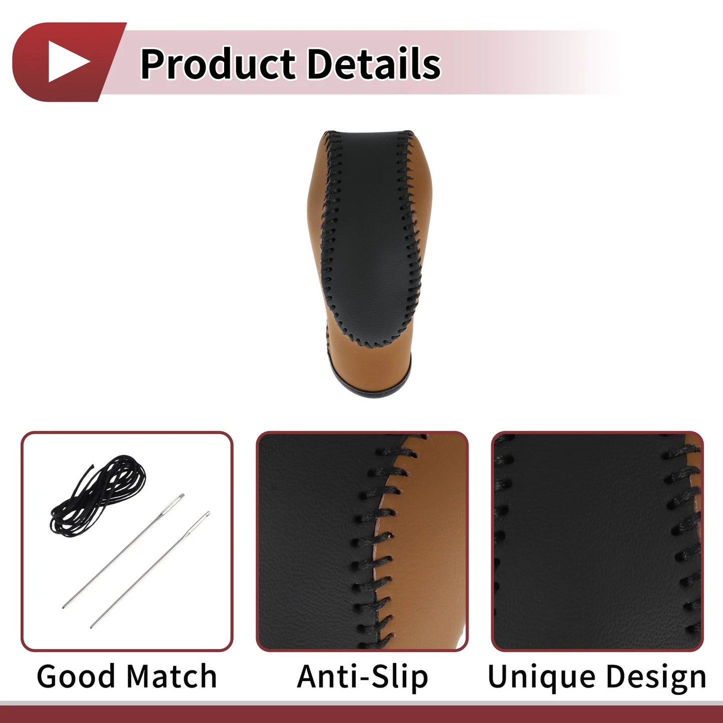 Gear Shift Knob Cover for Ford Fusion (2013-2016) Brown Black