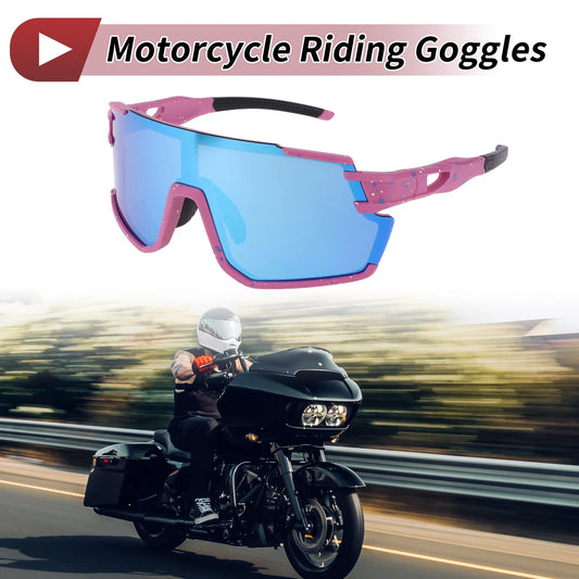 1 Pc Riding Goggles for Motorcycle Blue Purple with Blue and Yellow Dots UV400