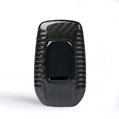 Black Carbon Fiber Key Case Cover for Toyota Alphard RAV4 Hilux (2015-2023)