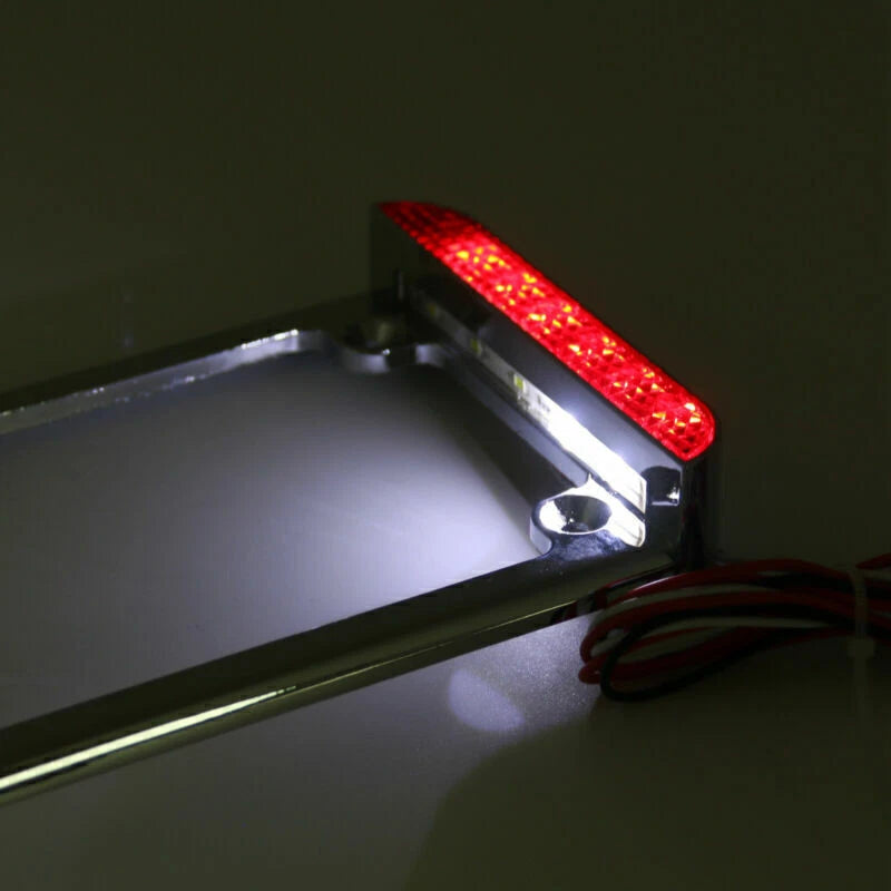 3" Universal Motorcycle License Plate with Rear Brake Light for AH
