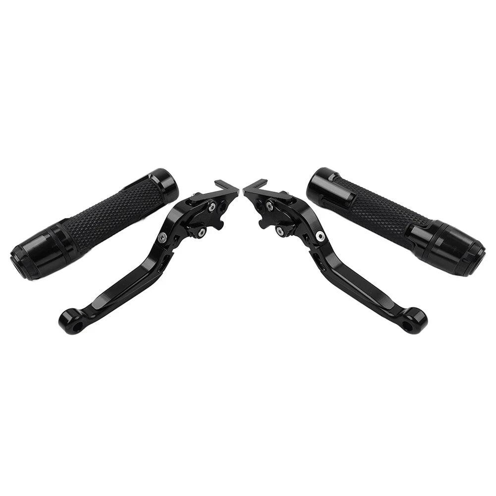 Black Extendable Brake Clutch Lever Grip Set for BMW R1200GS R1250GS (2013-2023)