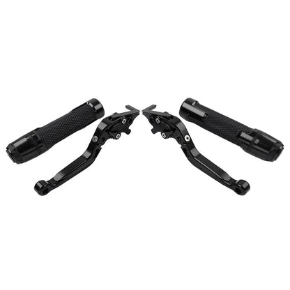 Black Extendable Brake Clutch Lever Grip Set for BMW R1200GS R1250GS (2013-2023)
