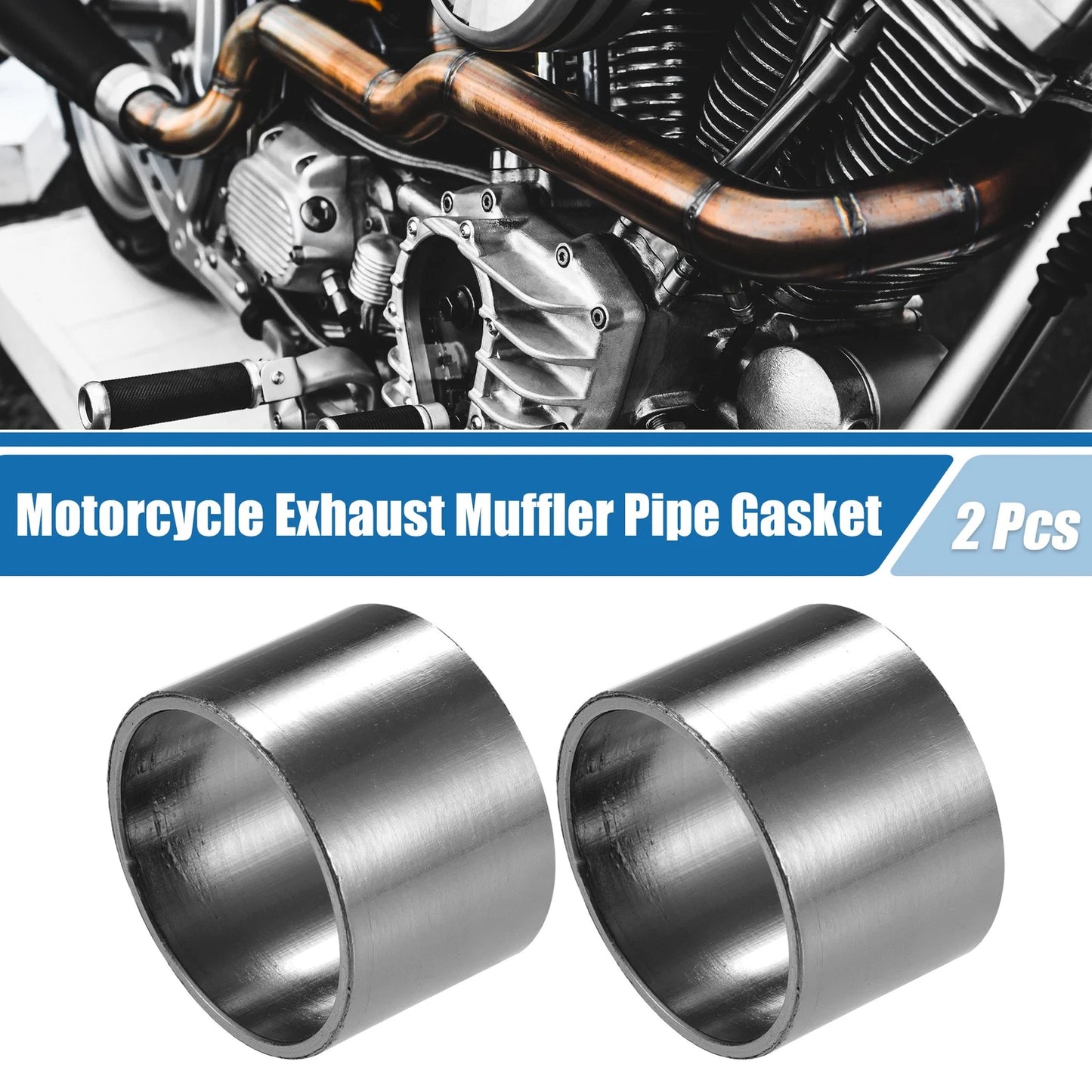 2 x Exhaust Muffler Pipe Gasket 50mm OD Silencer Connector for Motorcycle