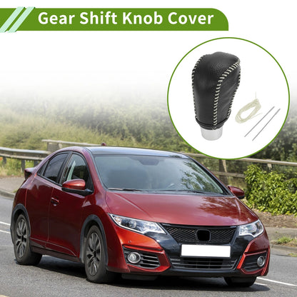 Gear Shift Knob Cover for Honda Civic 2016-2021 Pebbled Black Beige Leather