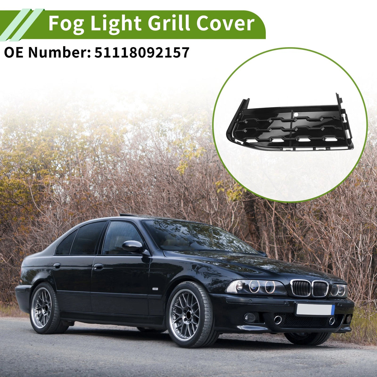Front Left Fog Light Grill for BMW 7 Series (2015-2020) - 1 x Black Lens