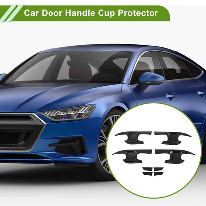 Car Door Handle Cup Protector Carbon Fiber Black Blade Shape for Toyota Camry
