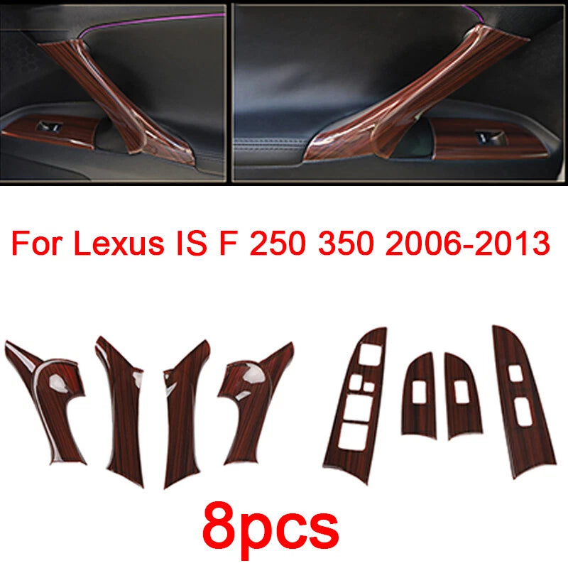 Wood Inner Door Armrest Window Lift Panel Trim 8pcs for Lexus IS F (2006–2013)