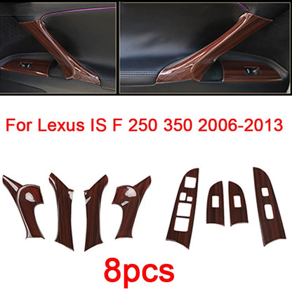 Wood Inner Door Armrest Window Lift Panel Trim 8pcs for Lexus IS F (2006–2013)