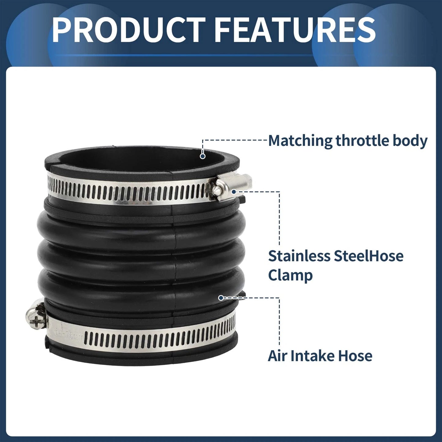 Car Intake Hose Tube with Clamps for Toyota Camry (2002-2006) - 1 x Black