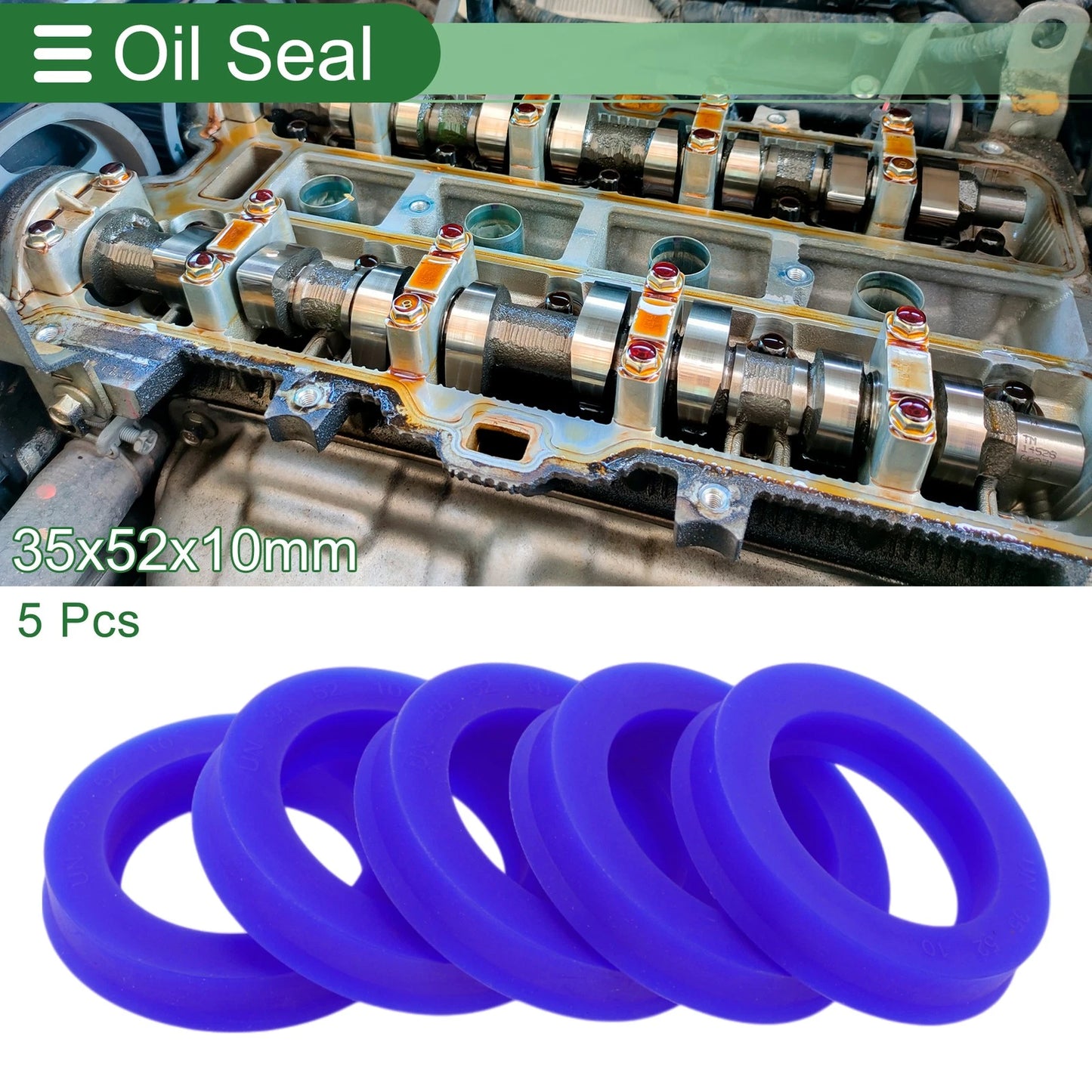 Oil Seal / 35x52x10mm / Rotary Shaft Seal TPU High Pressure Blue, 5 Pcs