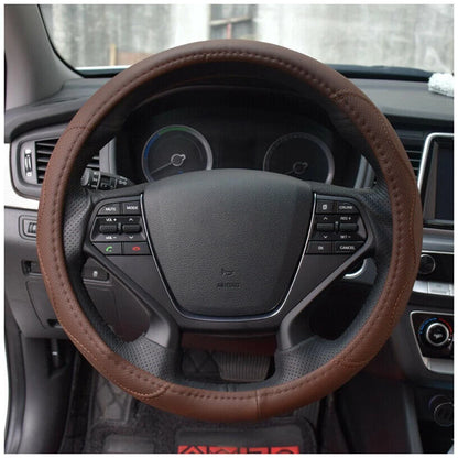 15" Universal PU Leather Car Steering Wheel Cover for Auto Accessory