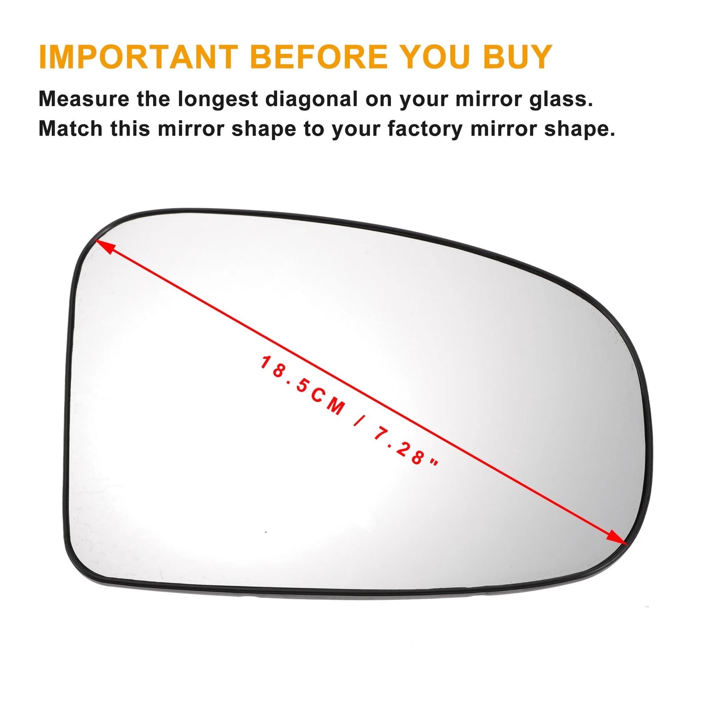 Right Side White Mirror Glass Back Non-heated for TOYOTA IQ (2009–2016)