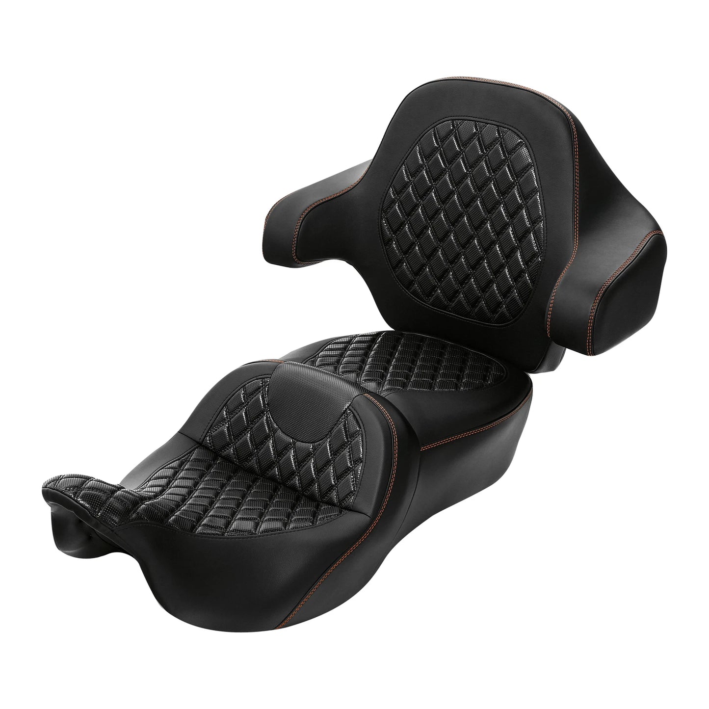 Black 2-Up Driver Passenger Seat Backrest for Harley Touring (2014-2023)