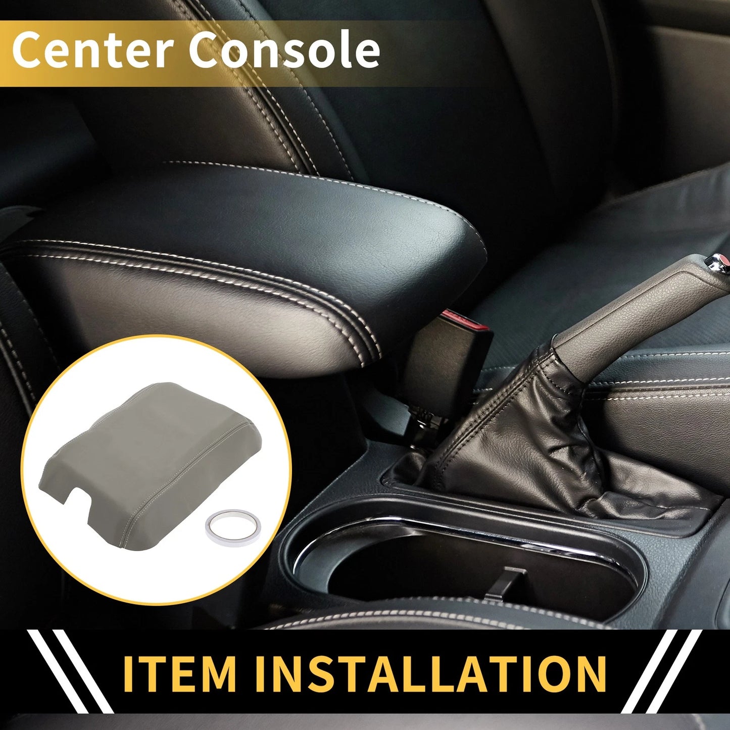 Console Lid Armrest Cover for Ford F-150 Microfiber Leather (2015-2023)