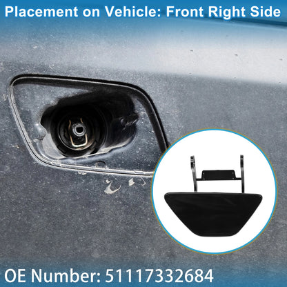 Front Right Washer Nozzle Cover for BMW 528i 2014-2016 (2 x Covers) Black