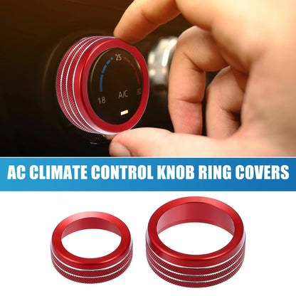 AC Radio Switch Knob Cover Decals for Dodge Durango 2014-2020 Red (3 pcs)