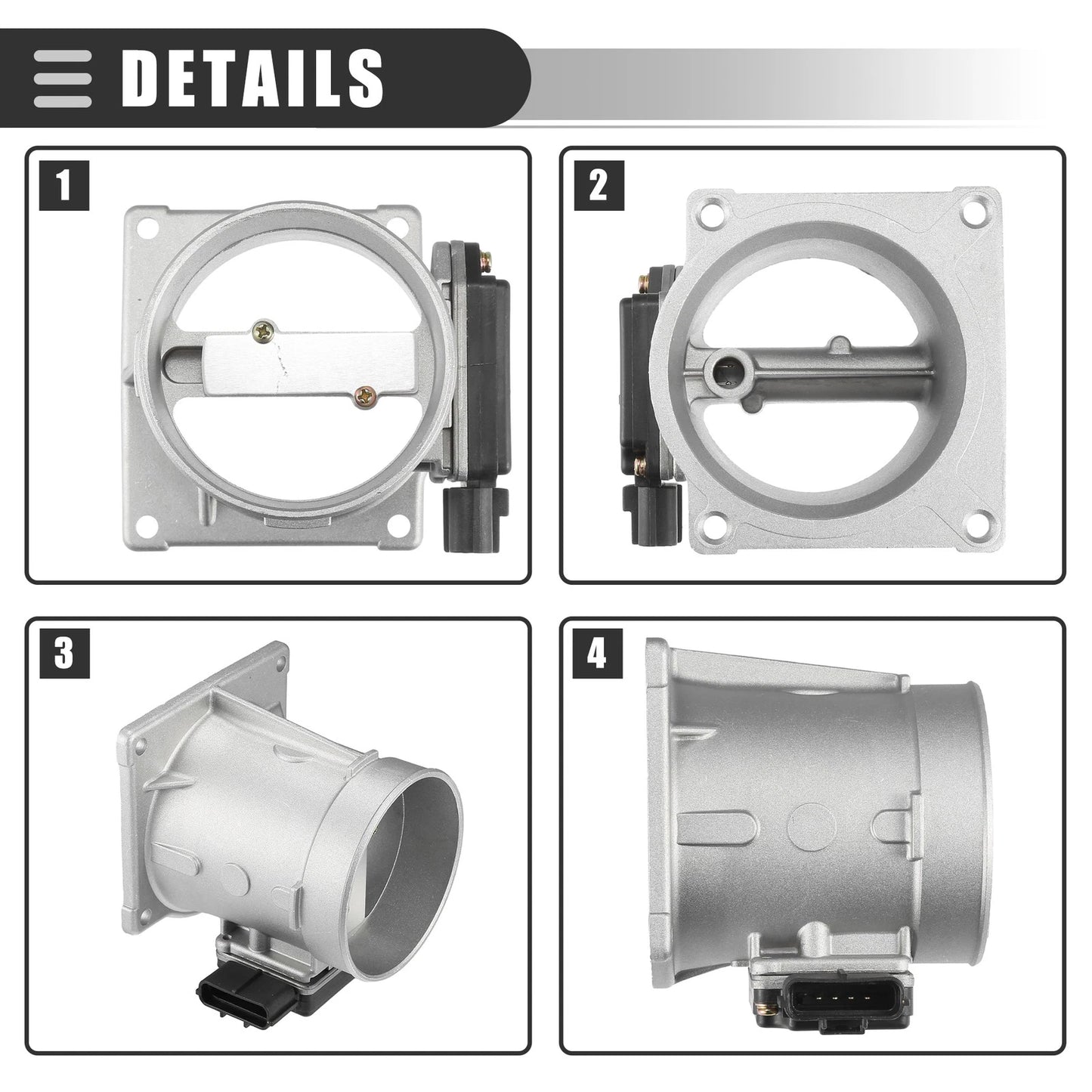 Air Flow Sensor Meter for Ford E-150 E-350 (1997-2000) Silver Tone
