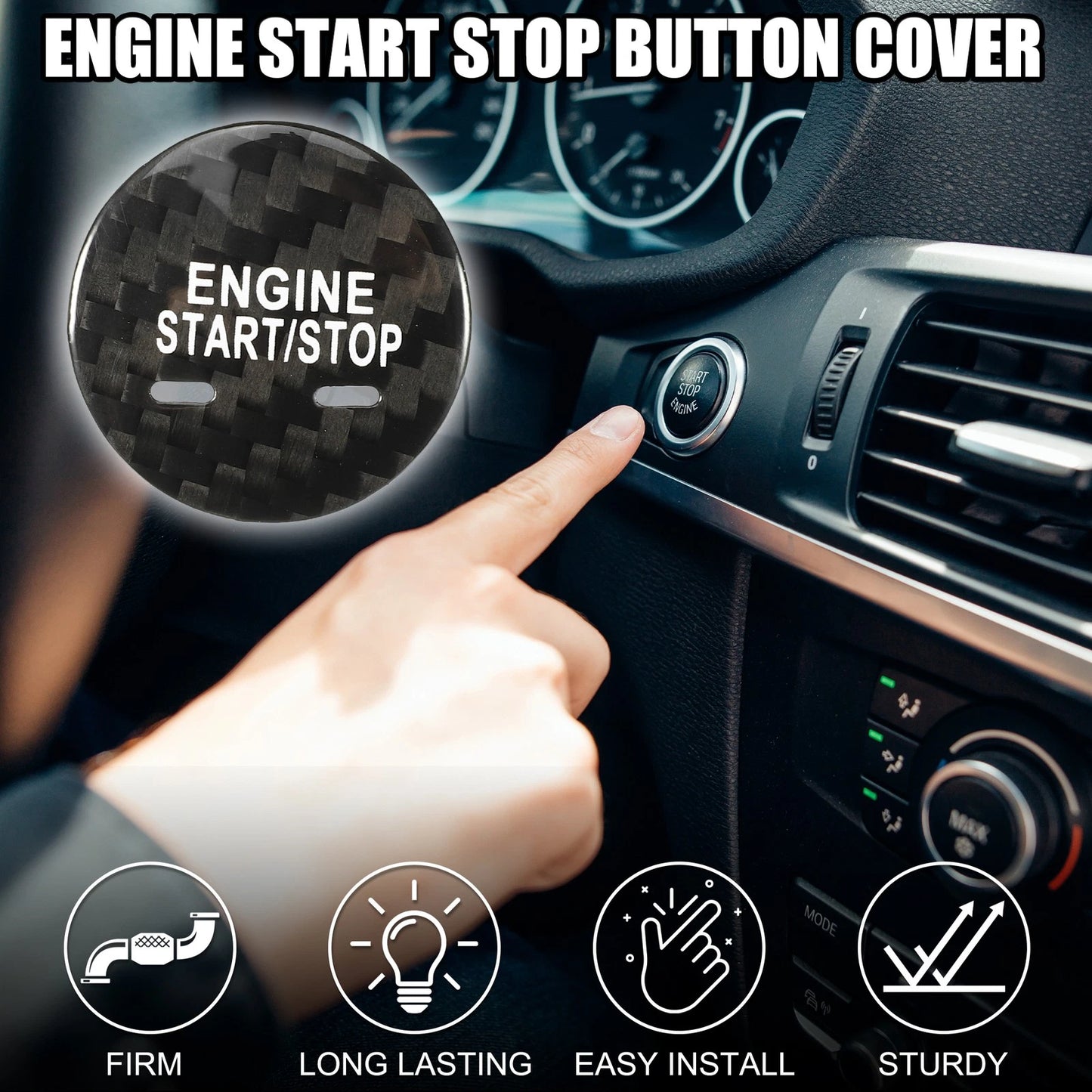Engine Start Stop Button Cover Sticker Black for Chevrolt