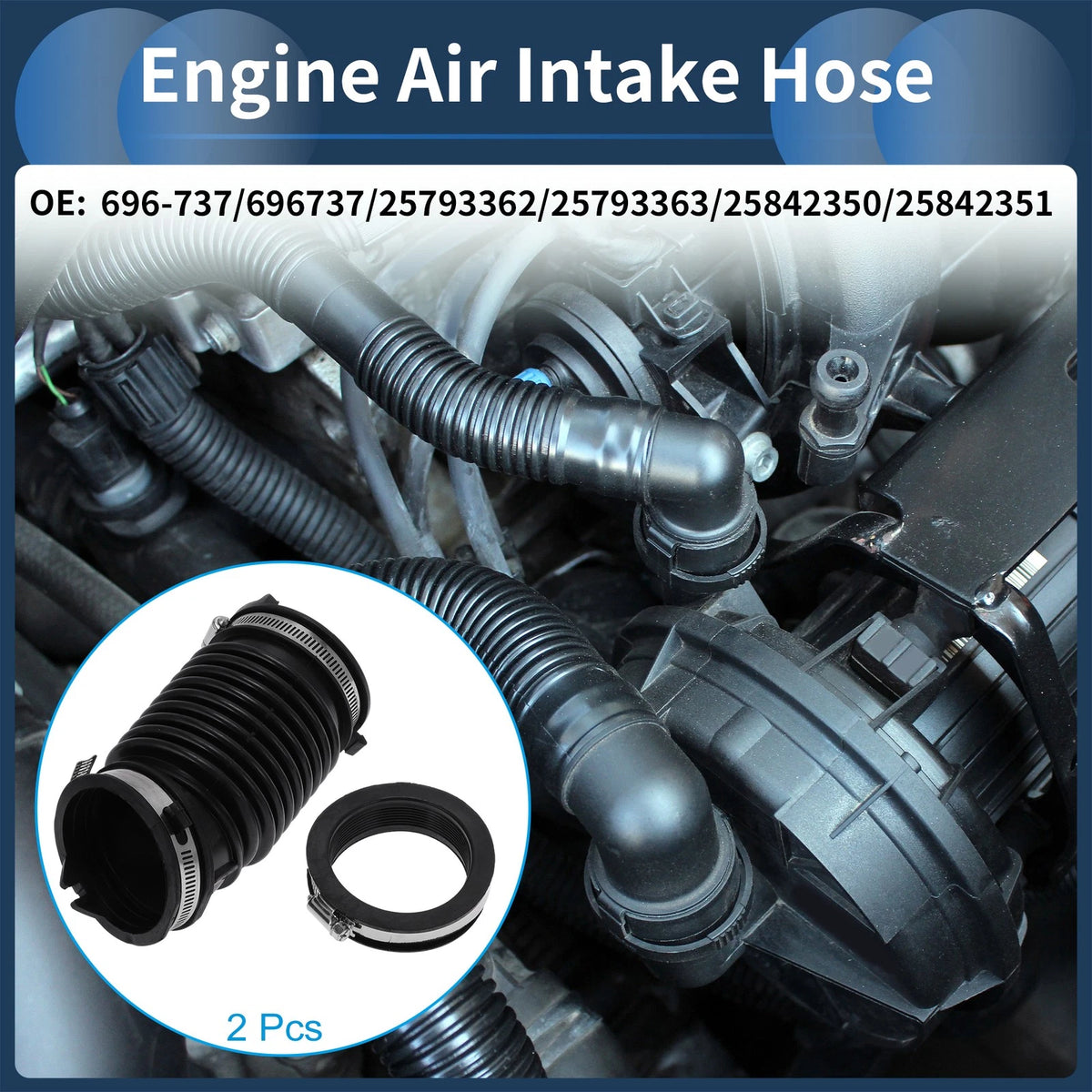 Engine Air Intake Hose for Chevrolet Cobalt L4 2.4L Rubber Clamp