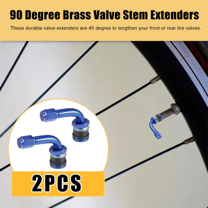 2 x 90 Degree Tire Valve Stems for Motorcycle Blue