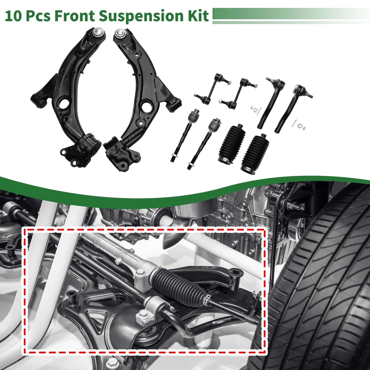 10 Pcs Front Lower Control Arms for Ford Edge (2007-2014)