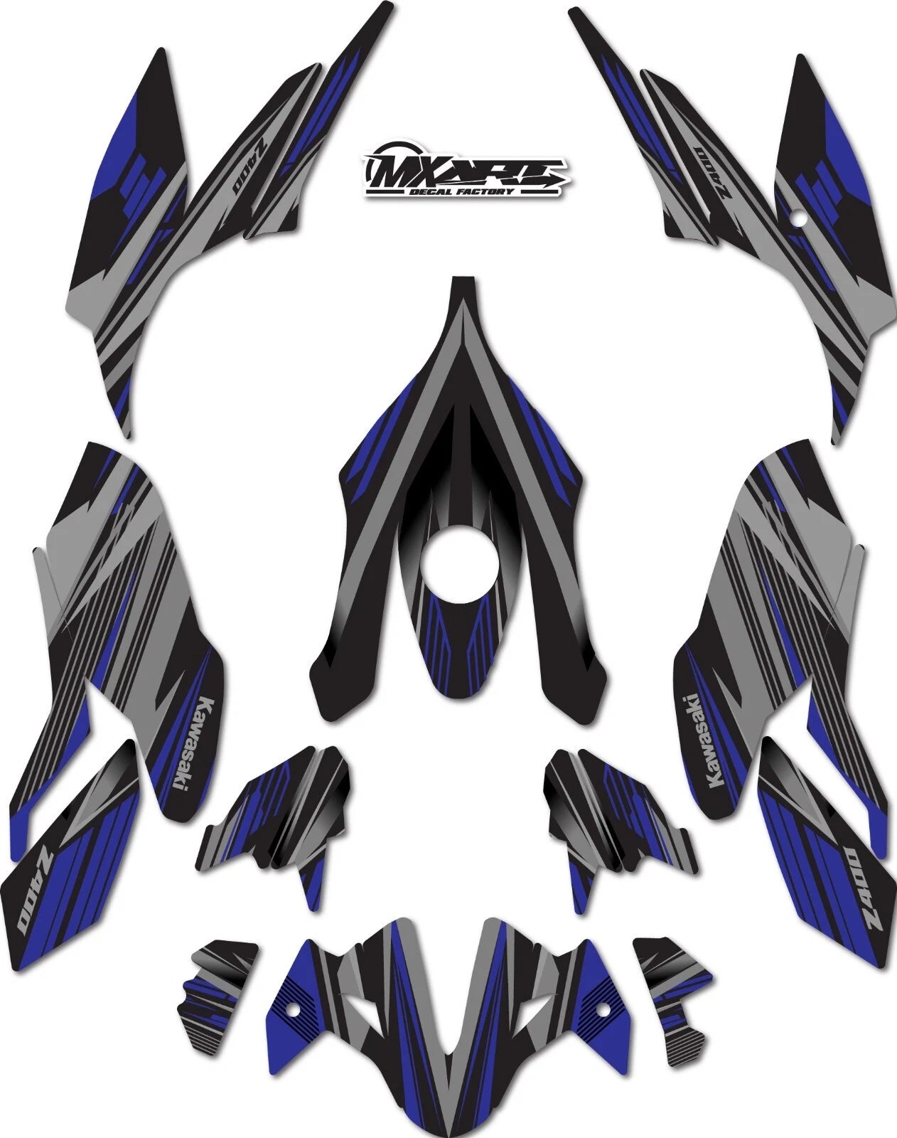 Z400 Graphics Stickers Decals for Kawasaki 2017-2023 Strike Blue