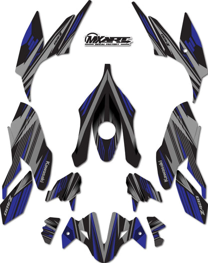 Z400 Graphics Stickers Decals for Kawasaki 2017-2023 Strike Blue