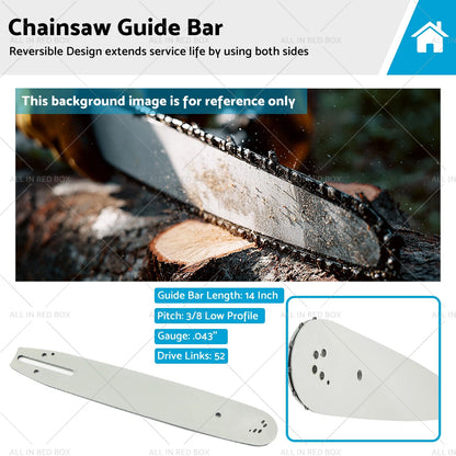 14'' Chainsaw Bar 3/8LP .043 52DL for Makita UC3520A, EGO 56V CS1400