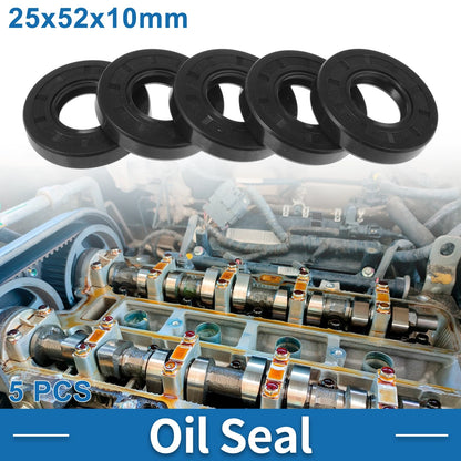 Oil Seal / 25x52x10mm / Seal Ring Rotary Shaft Nitrile Rubber 5 Pcs