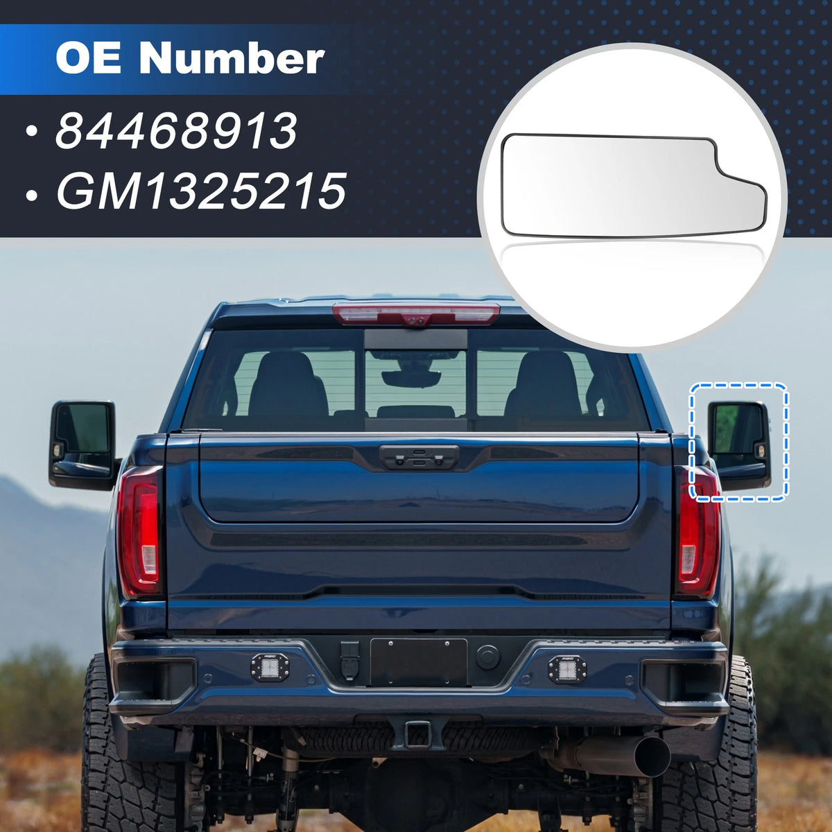 Right Lower Mirror Glass for Chevy Silverado & GMC Sierra 1500 2500HD 3500HD