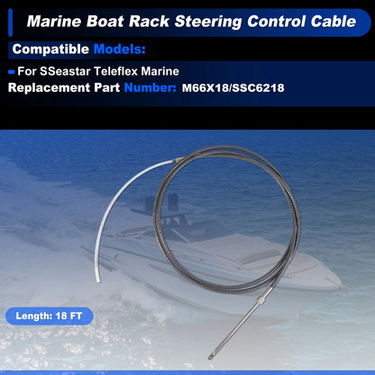 Cable / 18 ft / M66X18 Marine Boat Rack Steering Control Cable Black for Boat