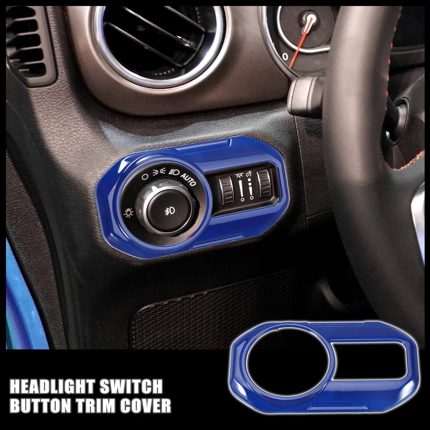 Blue Headlight Switch Button Trim Cover for Jeep Wrangler JL (2018-2023)