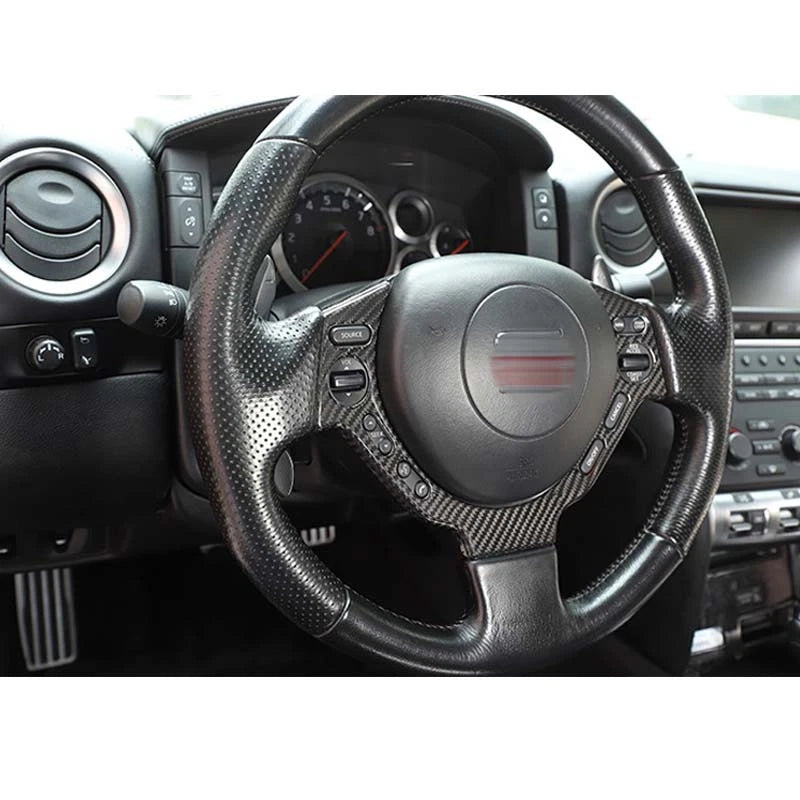 Full Carbon Fiber Steering Wheel Button Cover Trim for Nissan GTR R35 2009-2016