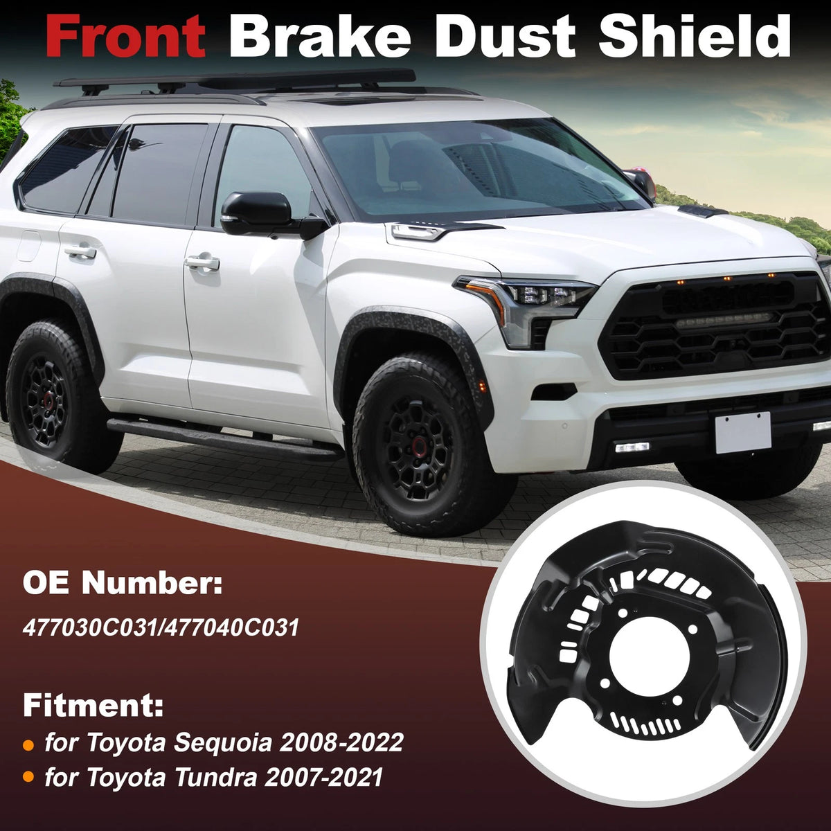 Front Left & Right Brake Dust Shields for Toyota Sequoia (2008)