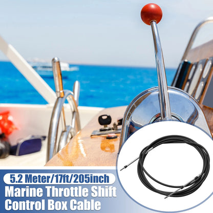 2pcs / 17ft / Marine Throttle Shift Control Box Cable Black for Universal