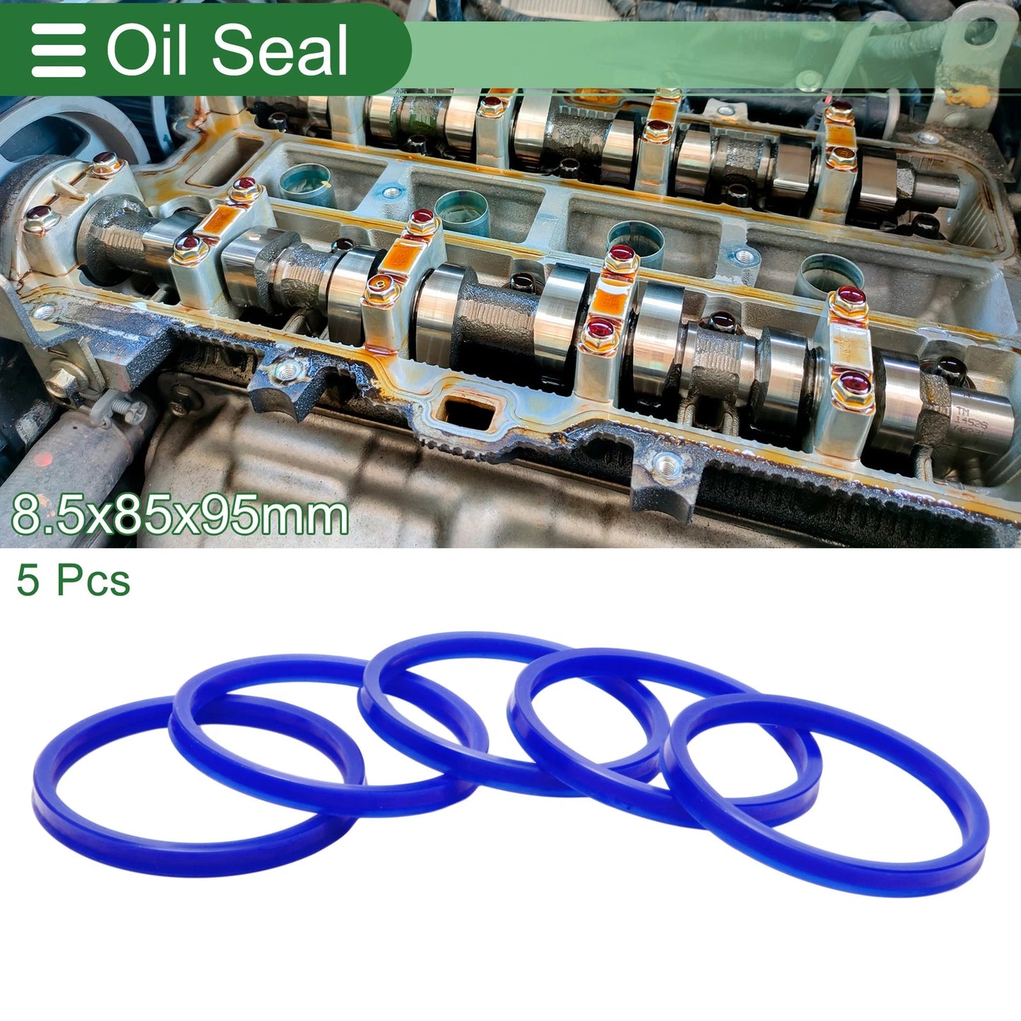 Oil Seal Rotary Shaft Seal TPU 85x95x8.5mm High Pressure Blue 5 Pcs