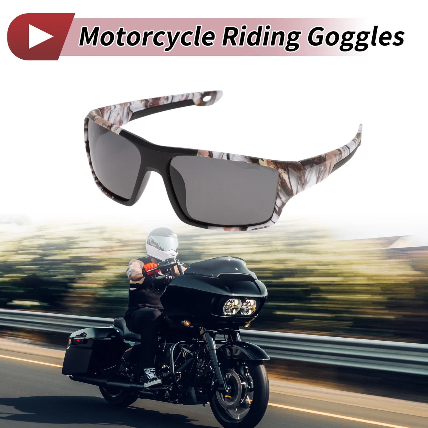 Goggles / Gray Lens White Frame Tri-acetyl Cellulose for Motorcycle