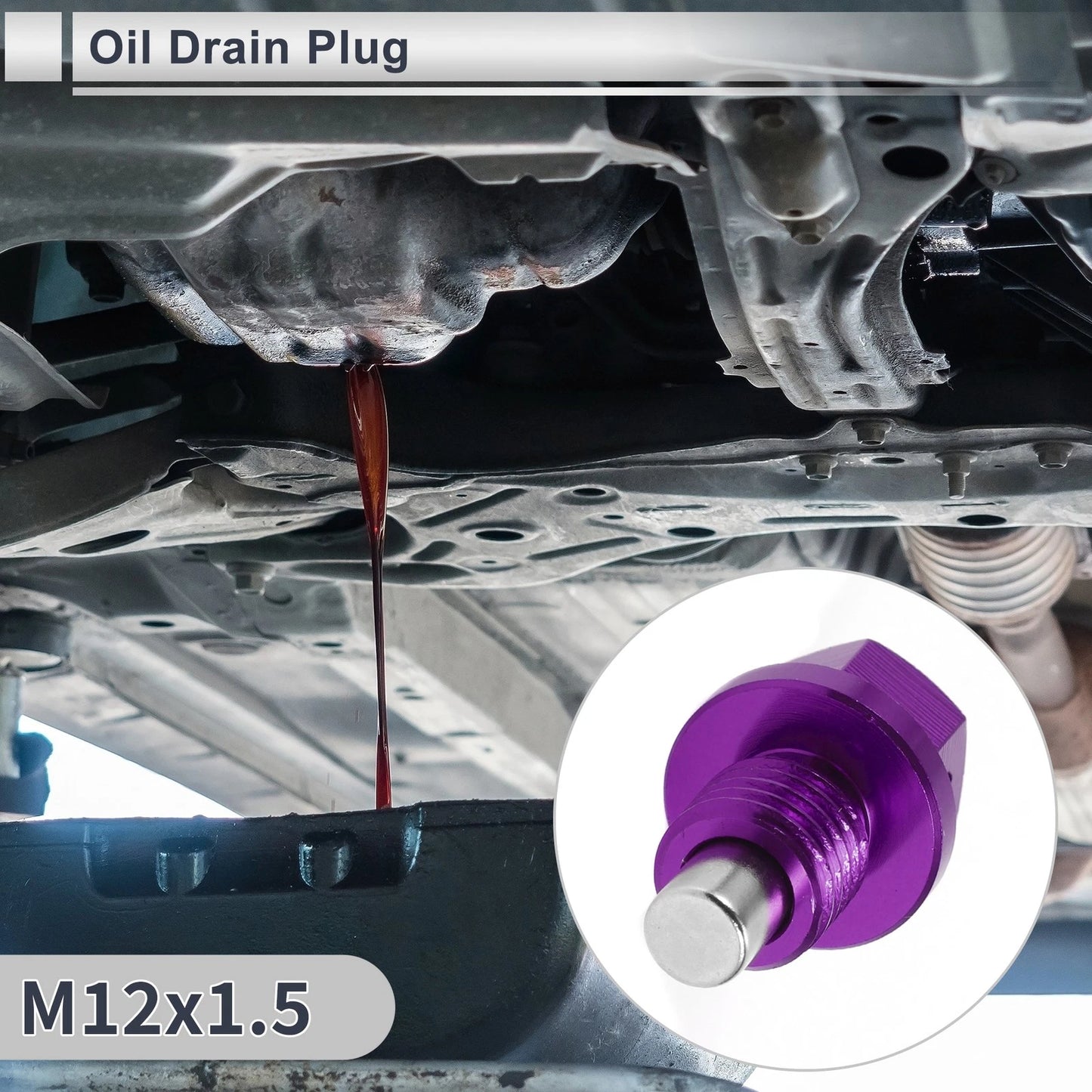 1 Set M12x1.5 Engine Oil Drain Plug with Gasket for Car Motorcycle Boat Purple
