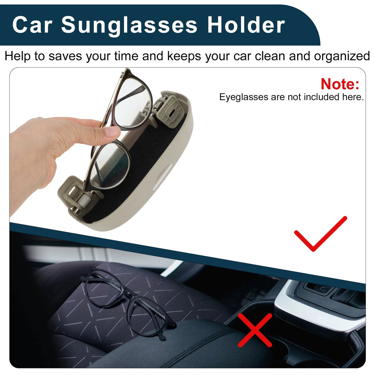 Sunglasses Case for Ford Kuga MK3 ST-Line (2020-2025) ABS Beige 1 Set