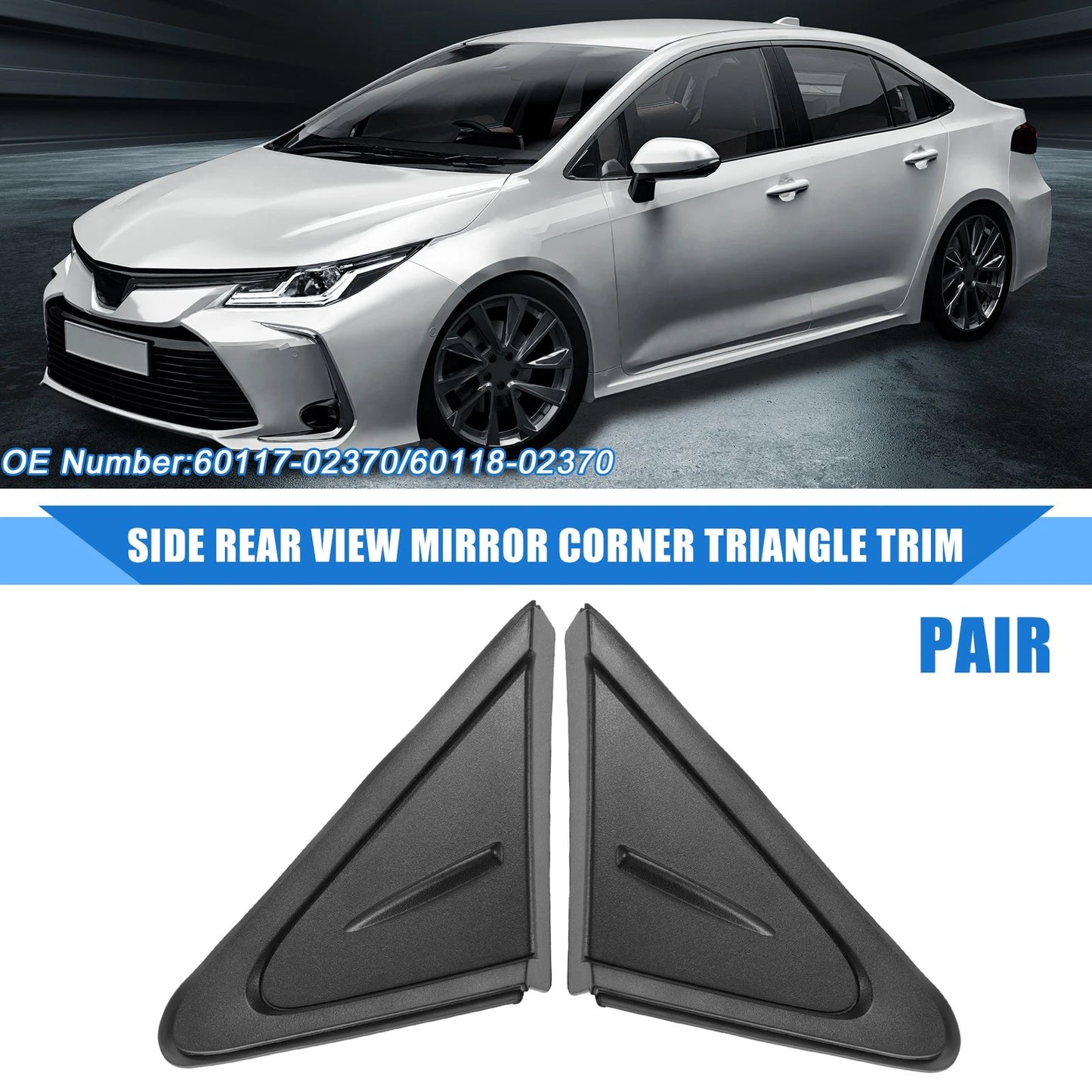 Pair Side Rear View Mirror Trim for Toyota Corolla (2020-2021)