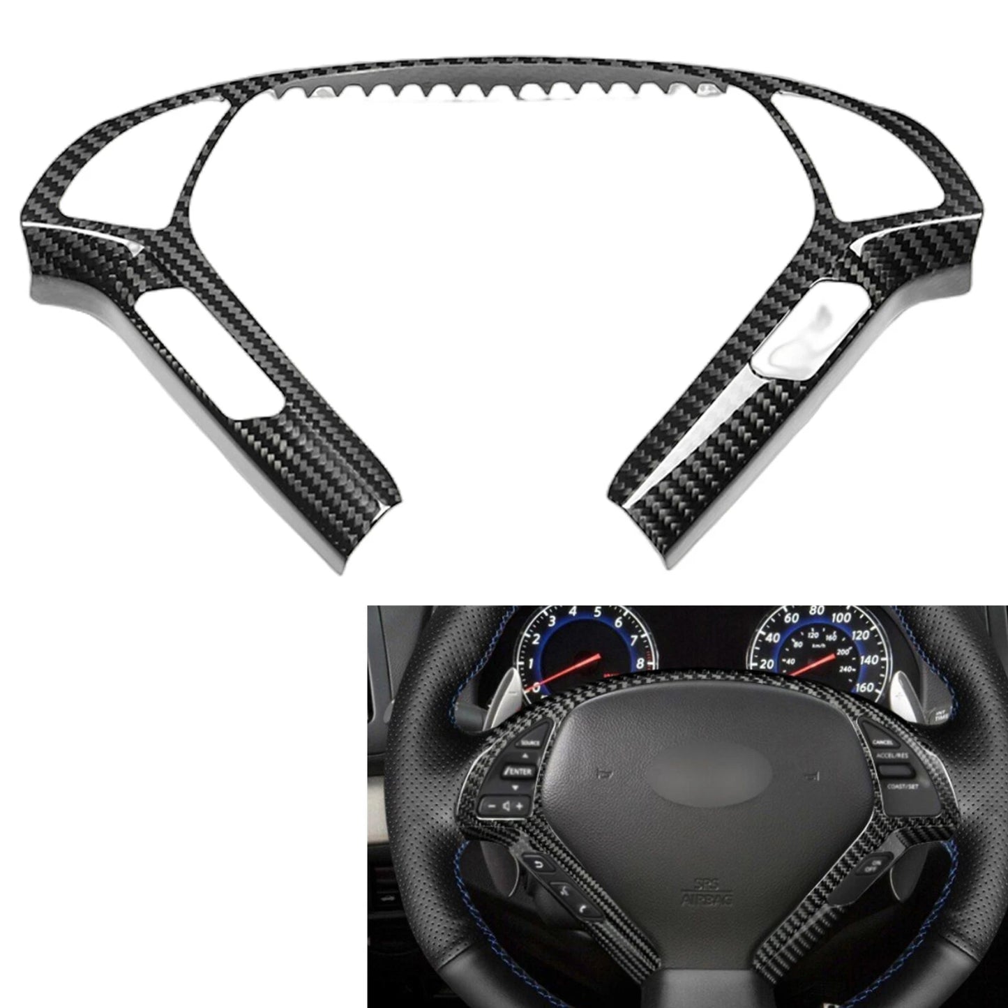 Dry Carbon Fiber Steering Wheel Cover for Infiniti Q40 G25 EX35 G37 (2008-2013)
